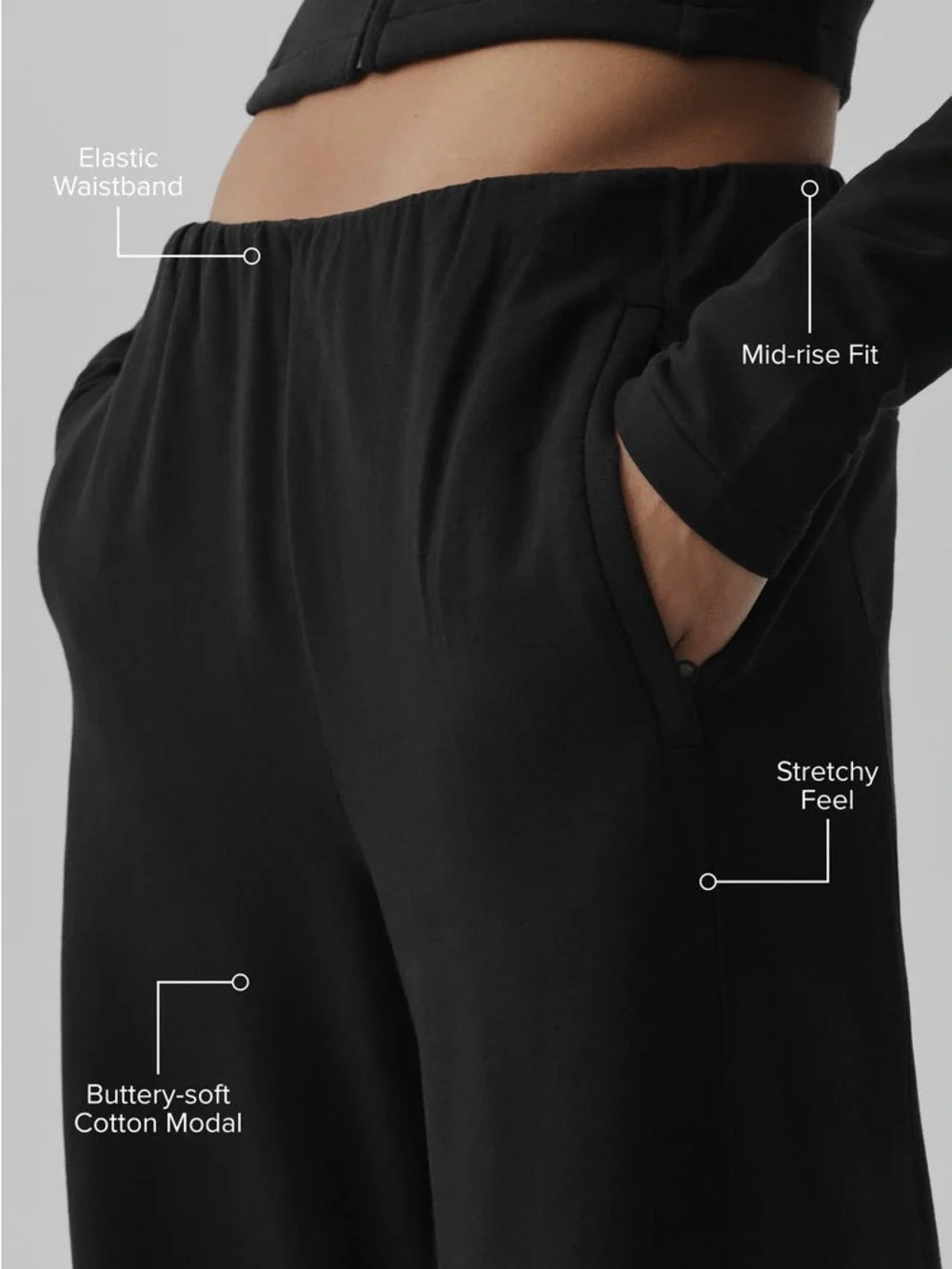 ALO Yoga Sway Mid-Rise On The Go Pant Black Wide-Leg Lounge Pants Small